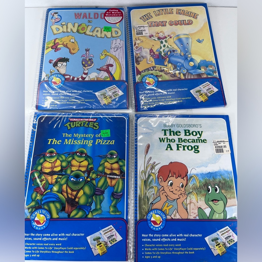 Lot of 4 Comes To Life Interactive Books Turtles Waldo Little Engine Frog Sealed